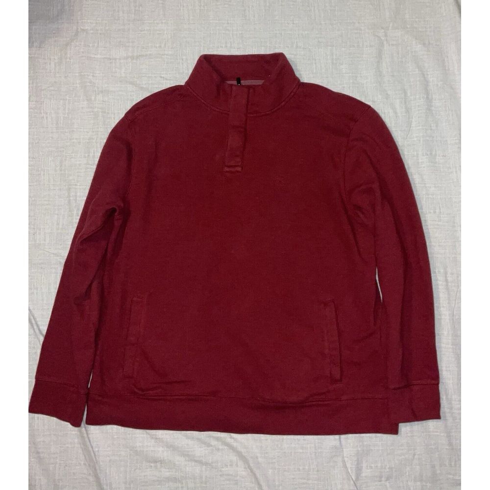 Tommy Bahama Sweater Men Large Red Sweatshirt‎ Mock 1/4 Zip